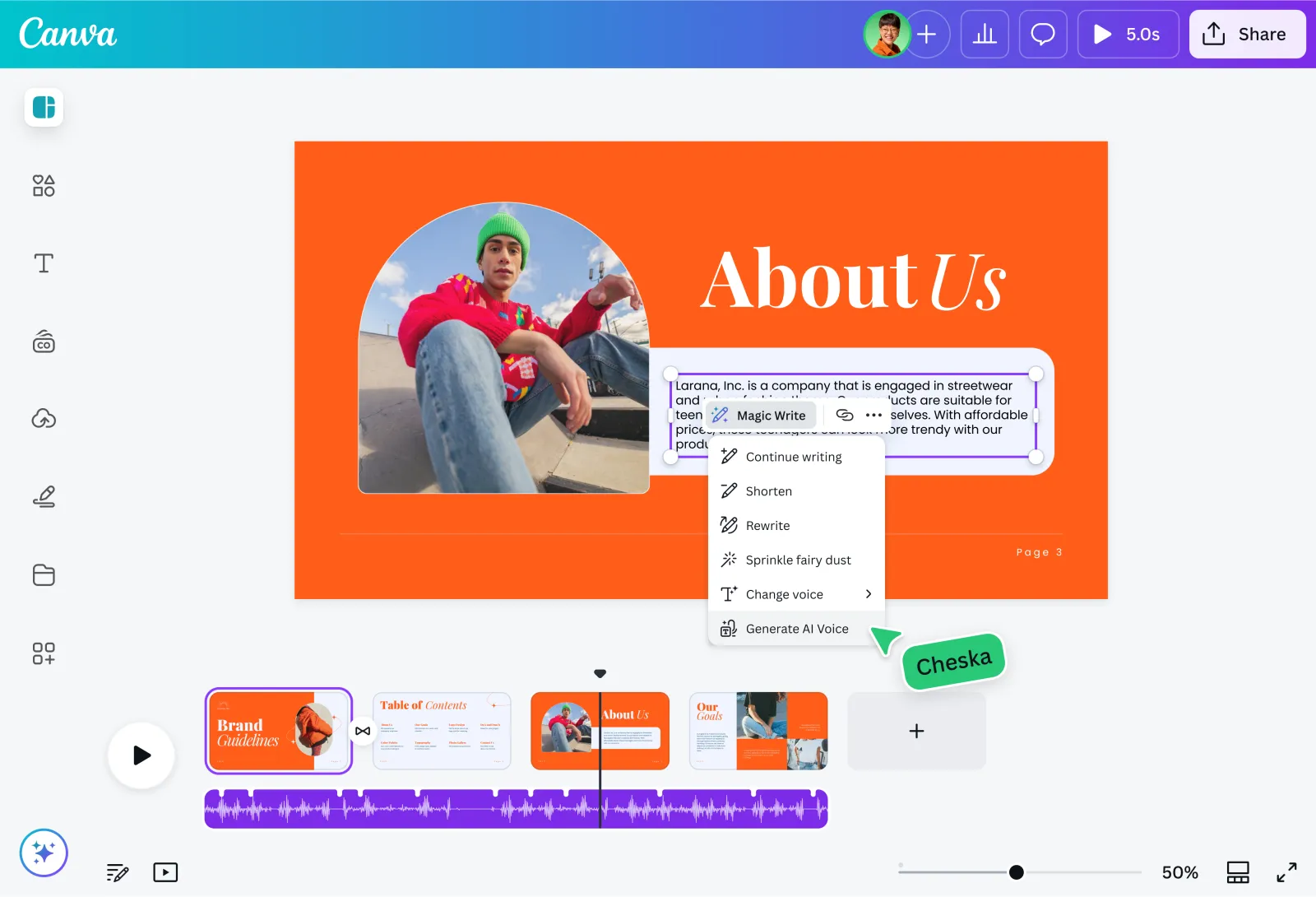 Canva AI Voice Generator