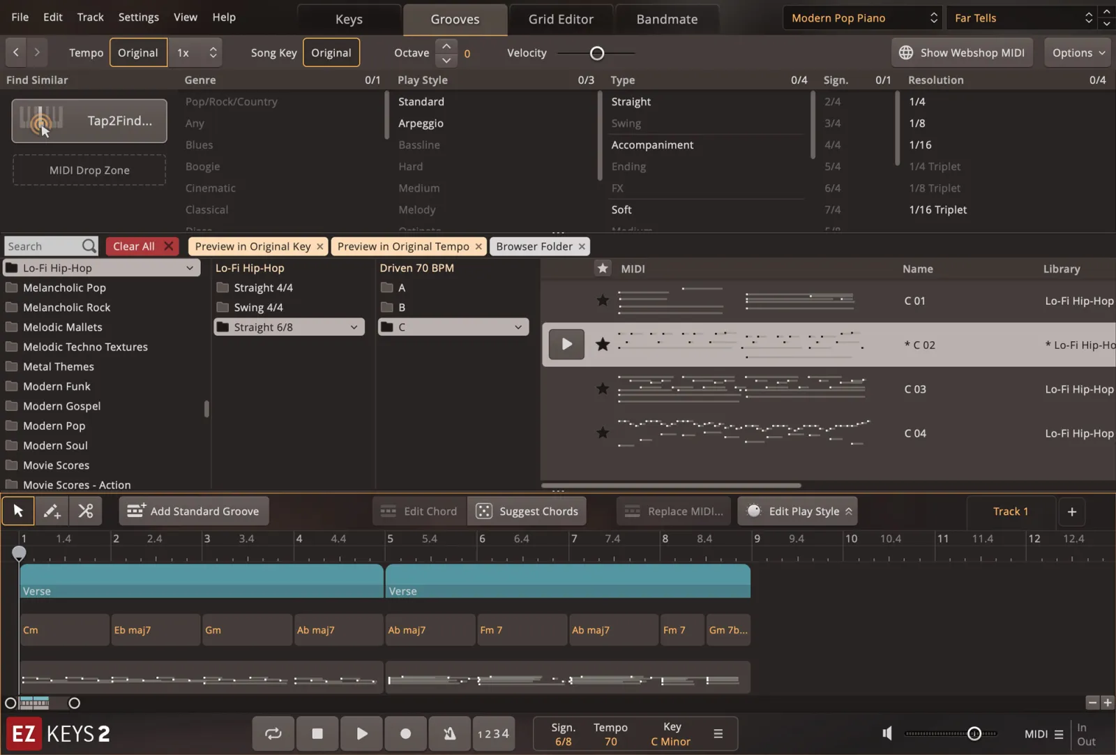 Lo-Fi Hip Hop EZkeys MIDI