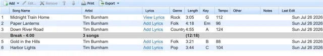 Setlist Helper