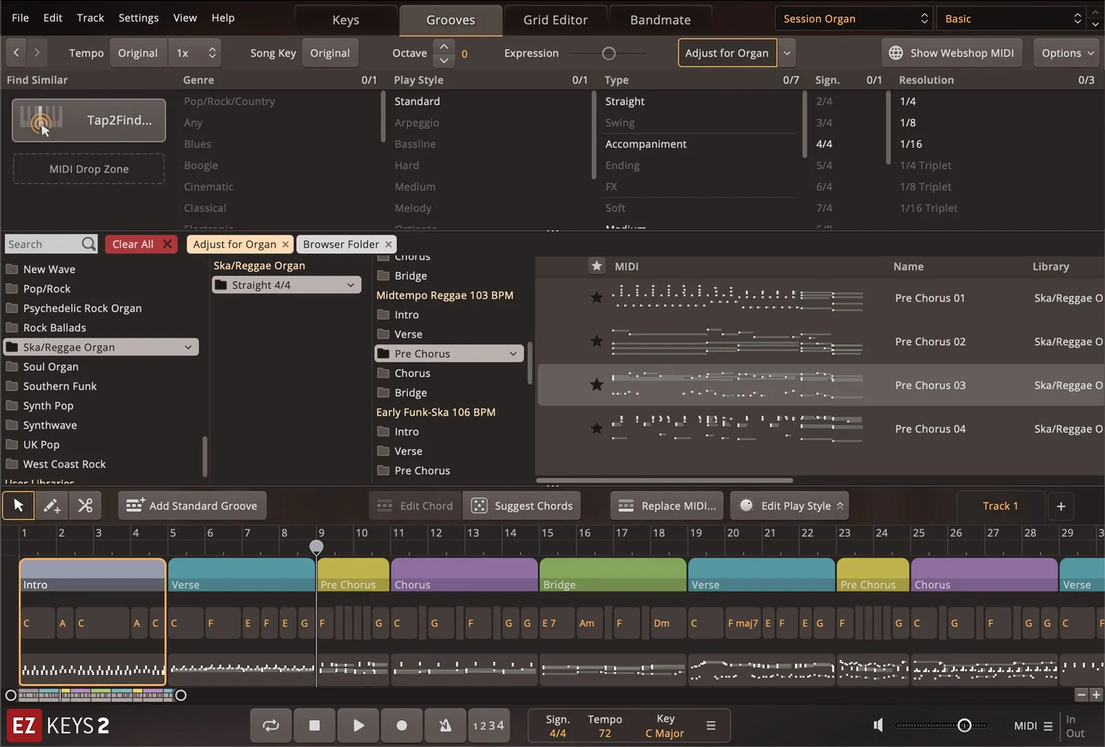 Ska Reggae Organ EZkeys MIDI
