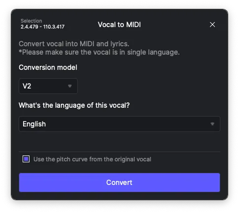 Vocal to MIDI